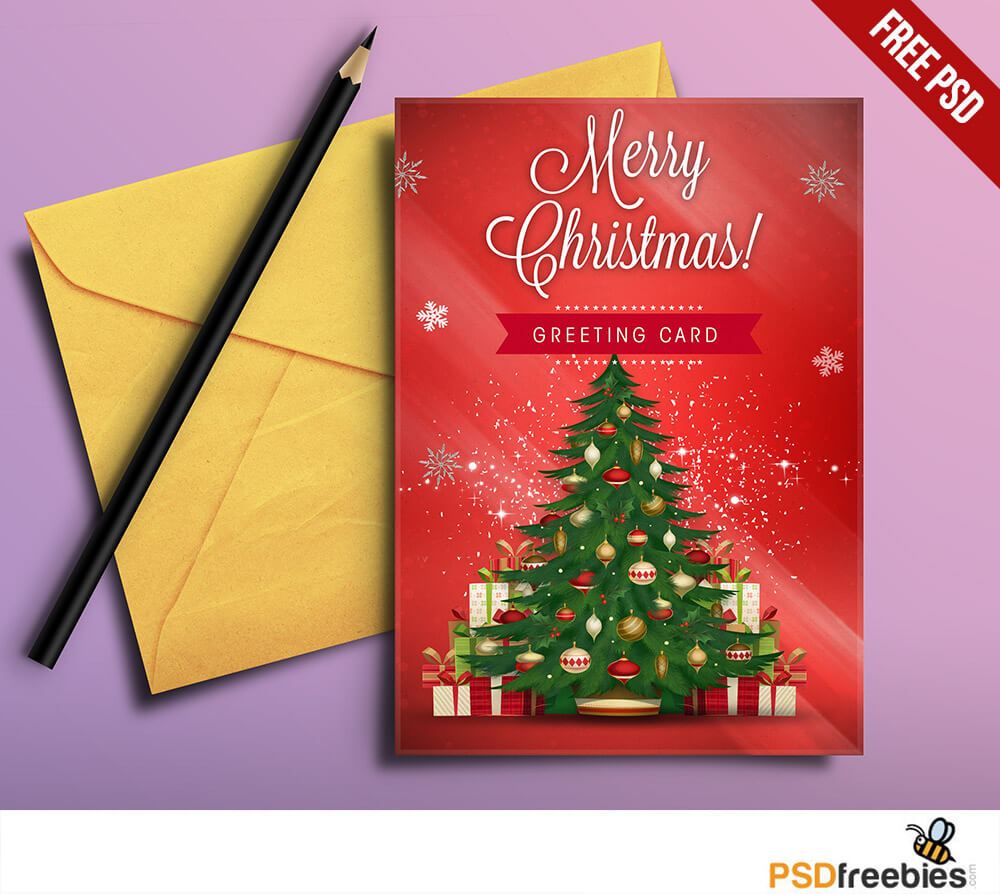 001 Merry Christmas Greeting Card Free Psd Main Template Pertaining To Christmas Photo Card Templates Photoshop