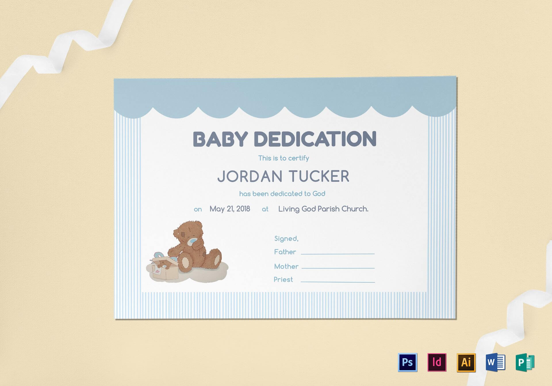 001 Template Ideas Baby Dedication Certificate Mock Throughout Mock Certificate Template