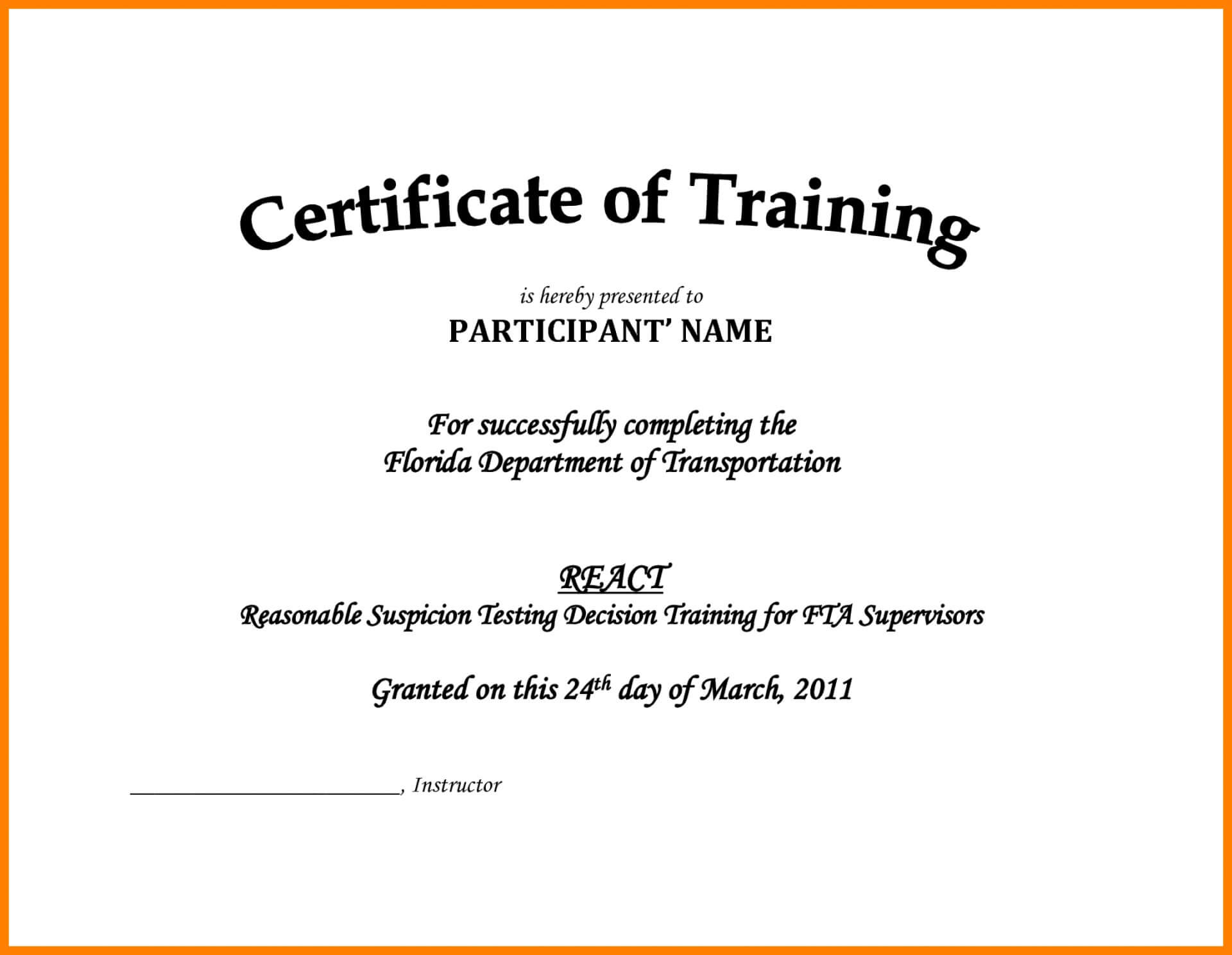 002 Free Printable Training Certificates Templates Pdf Sales With Training Certificate Template Word Format