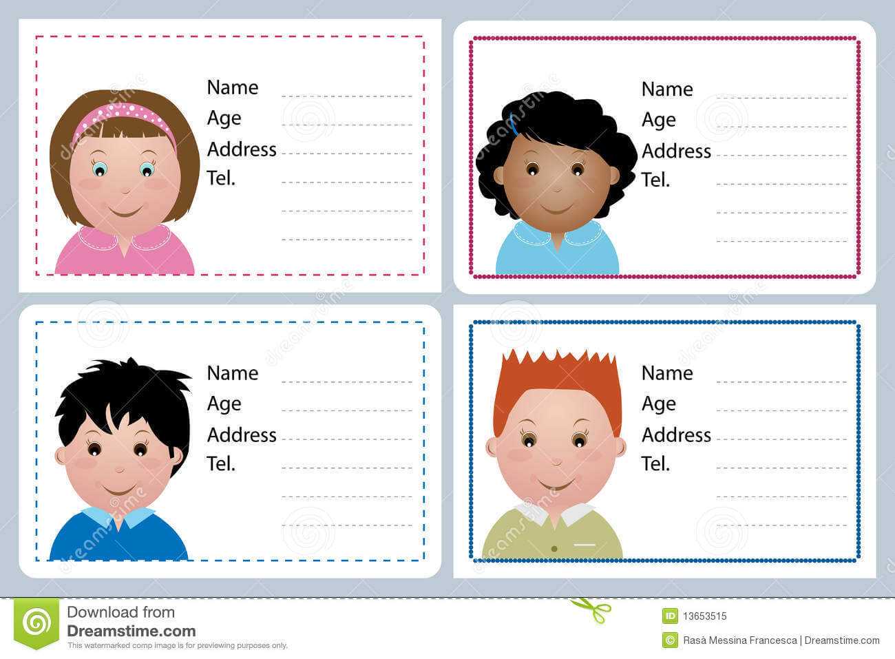 002 Template Ideas Child Id Card Free Flat Astounding Kid With Id Card Template For Kids