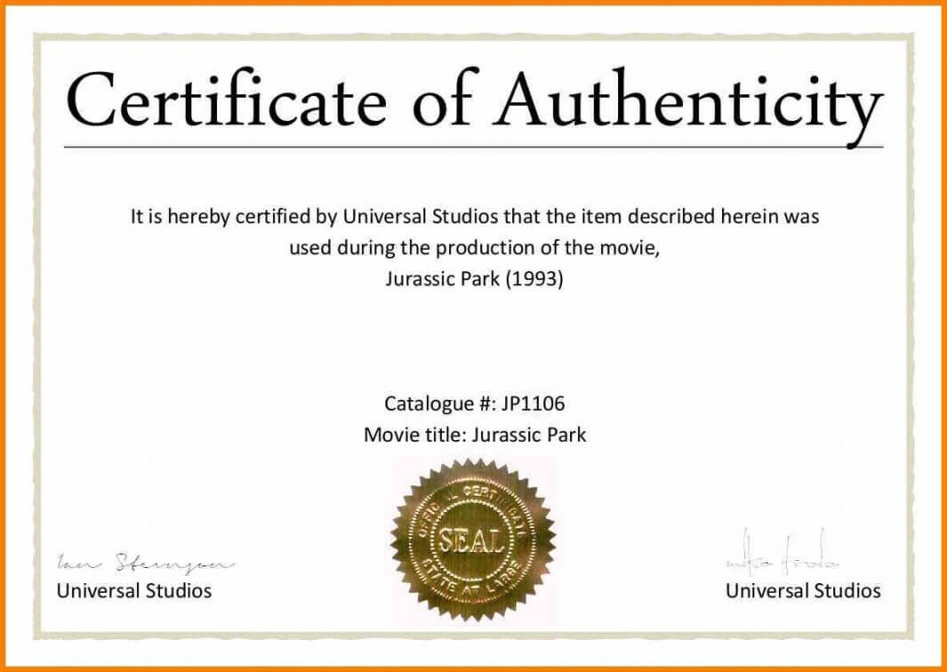 003 Certificate Of Authenticity Autograph Template Freel Intended For Certificate Of Authenticity Photography Template