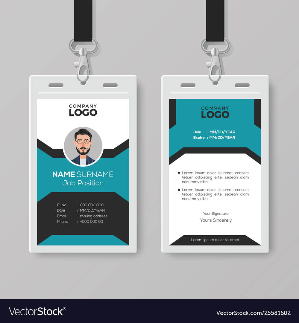 003 Creative Employee Id Card Template Vector Badge Best Pertaining To Id Card Template Word Free