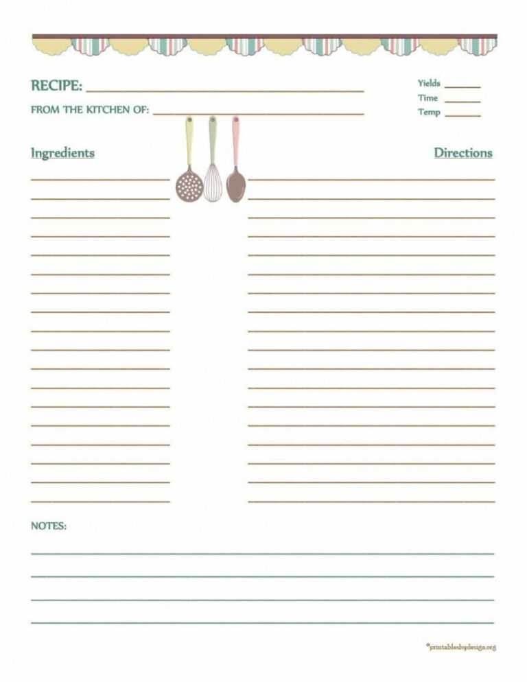 003 Free Full Page Recipe Template For Word Cookbook Awful For Full