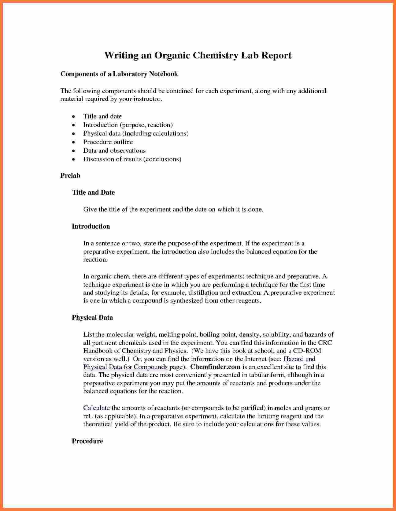 003 Organic Chemistry Lab Report Example Also Ibmistry With Chemistry Lab Report Template