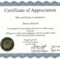 003 Sports Certificate Of Appreciation Templates Free With Regard To Athletic Certificate Template