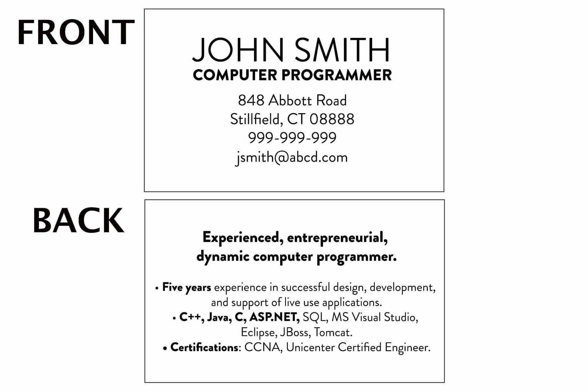 free college student business card template word download