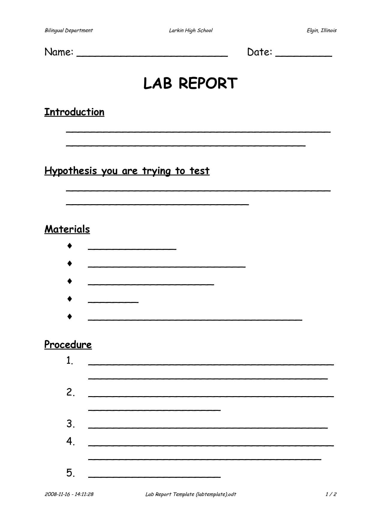 003 Template Ideas Lab Report Middle School Impressive With Regard To Lab Report Template Middle School