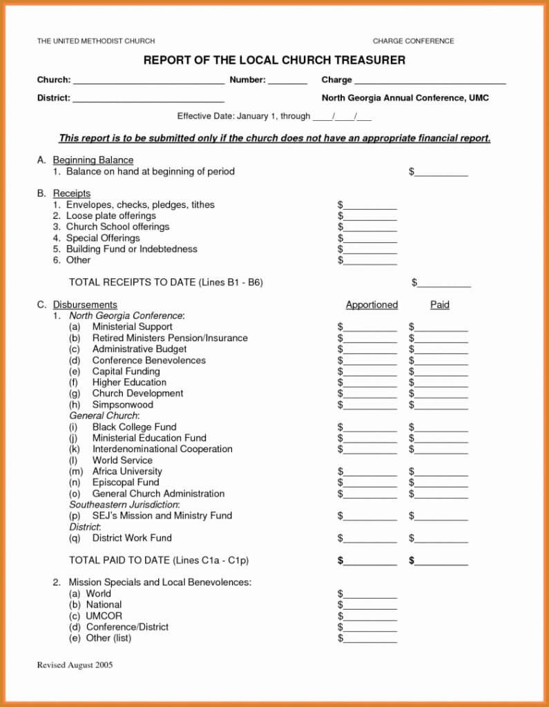 003 Template Ideas Treasurer Report Excel Church Financial For Non Profit Monthly Financial Report Template