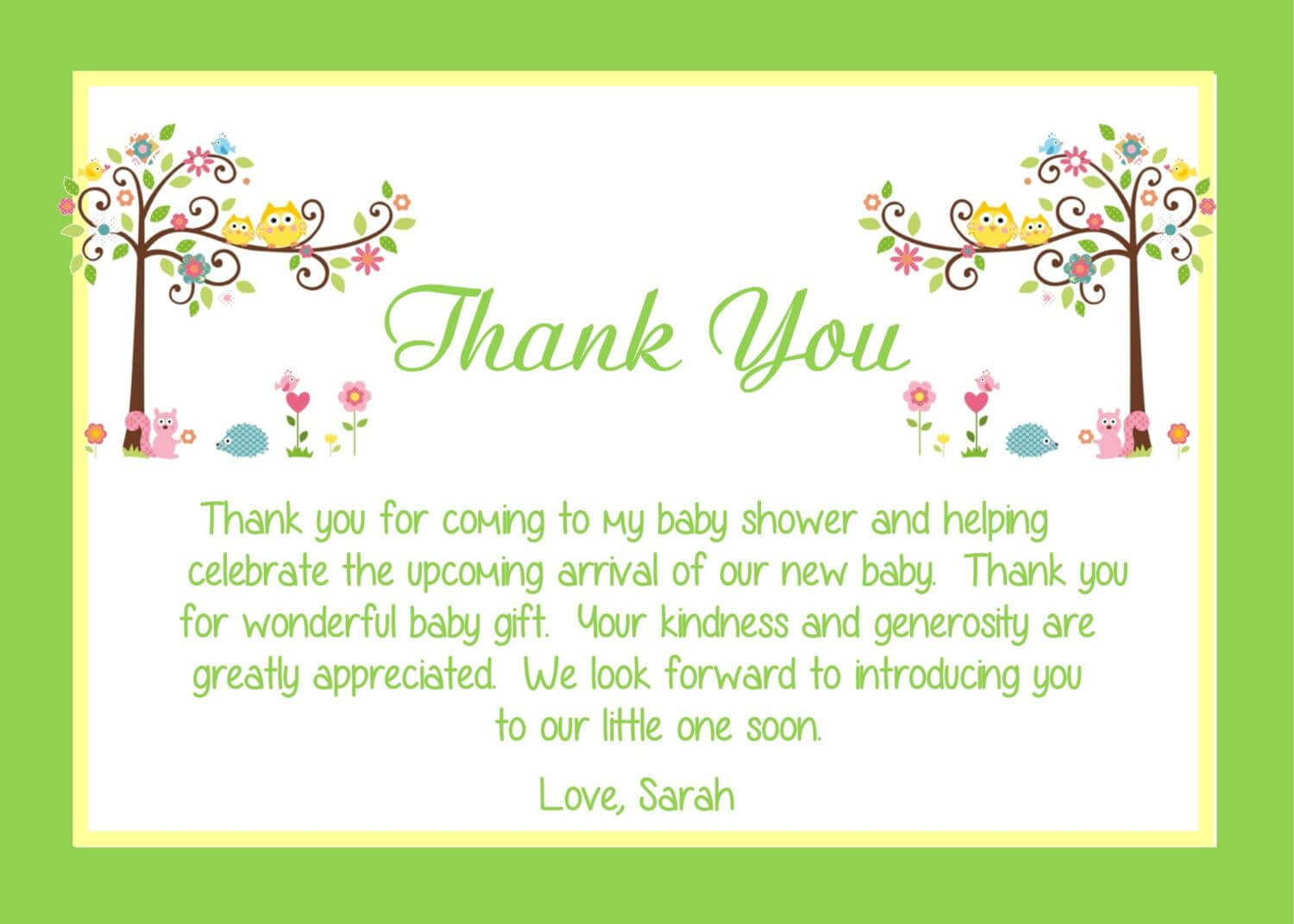 004 Bridal Shower Thank You Note Example Template Within Template For Baby Shower Thank You Cards