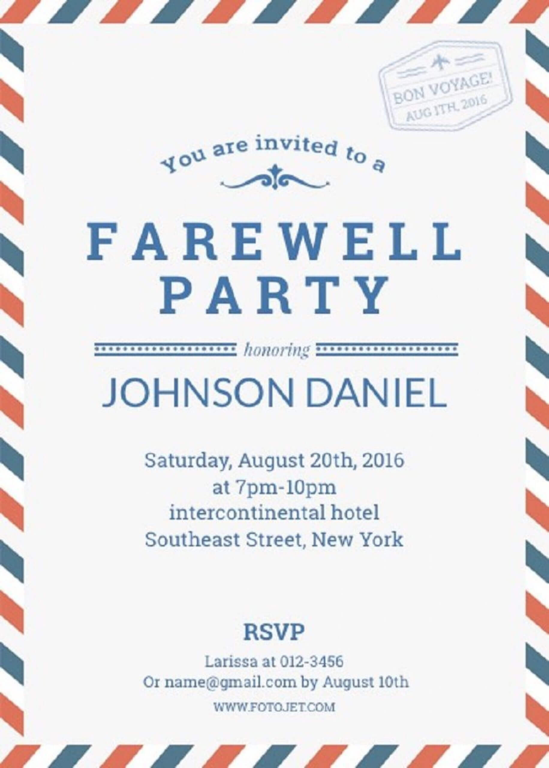 004 Farewell Party Invitation Invitations Templates Template Pertaining To Bon Voyage Card Template
