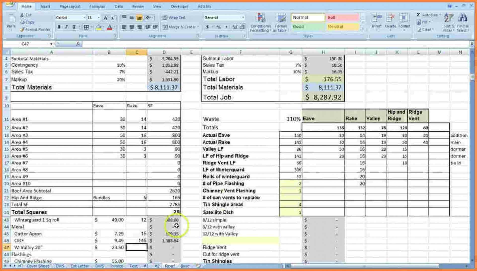 004 Free Construction Cost Estimate Excel Template In India Pertaining To Job Cost Report Template Excel