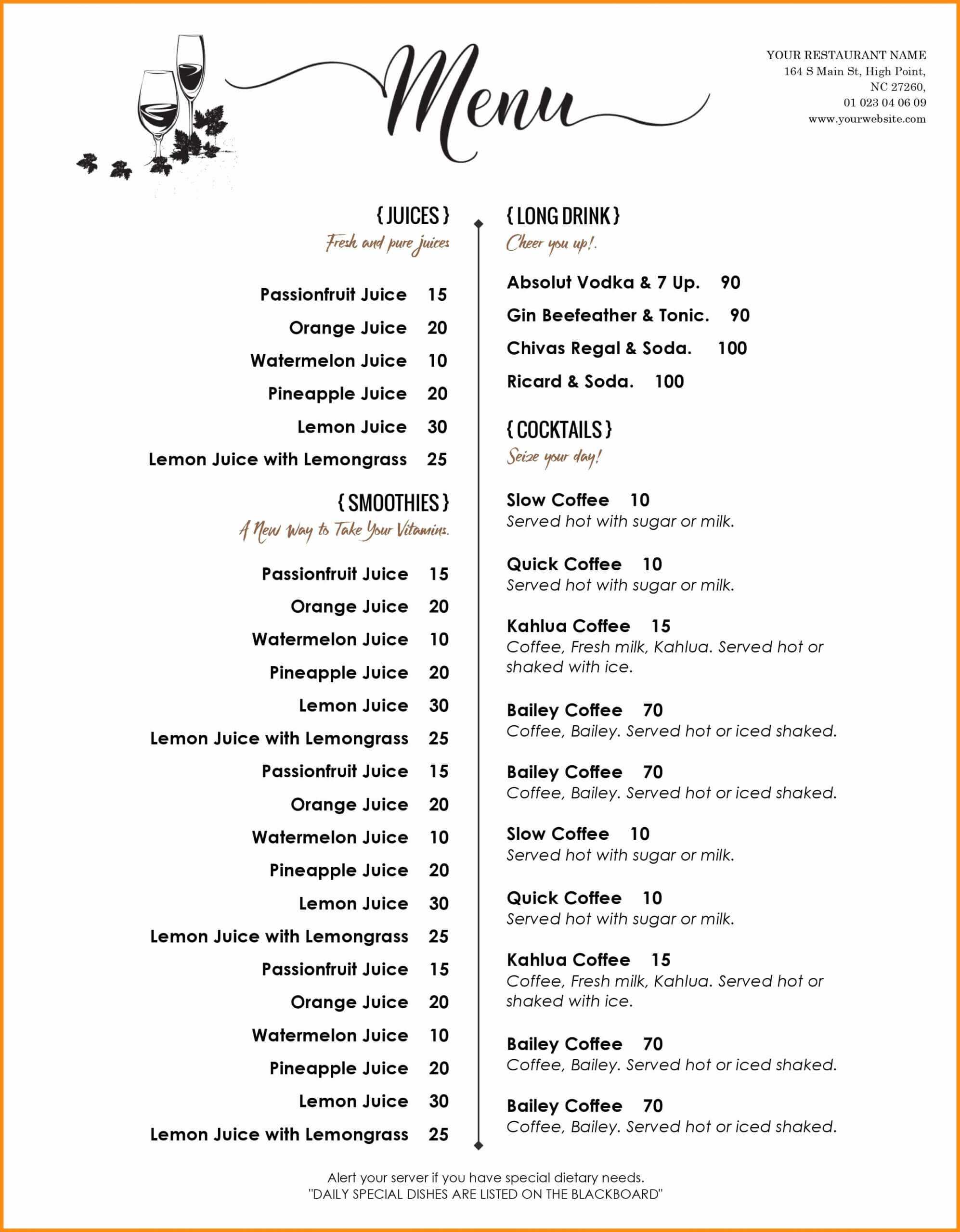 004 Menu Template Free Word Imposing Ideas Restaurant Within Free Cafe Menu Templates For Word