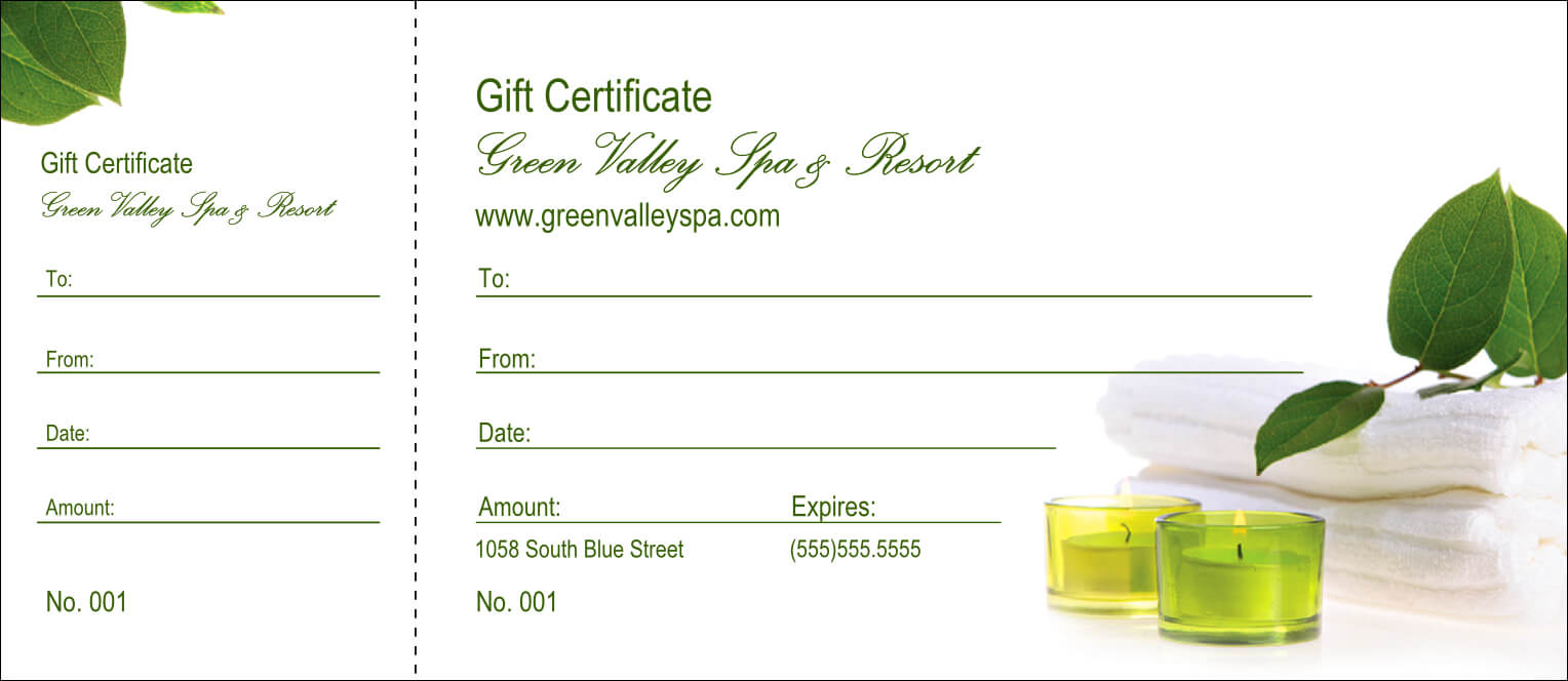 004 Spa Gift Certificate Redesigned Product Front Template With Spa Day Gift Certificate Template