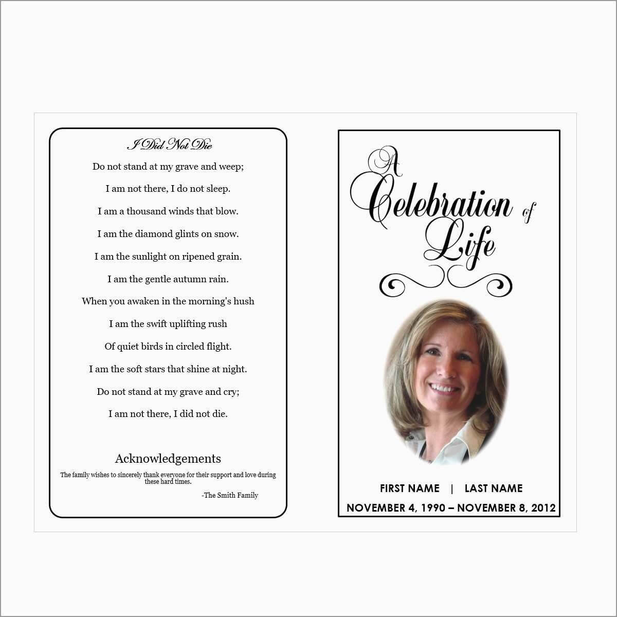 004 Template Ideas Free Printable Funeral Prayer Card Pertaining To Memorial Card Template Word