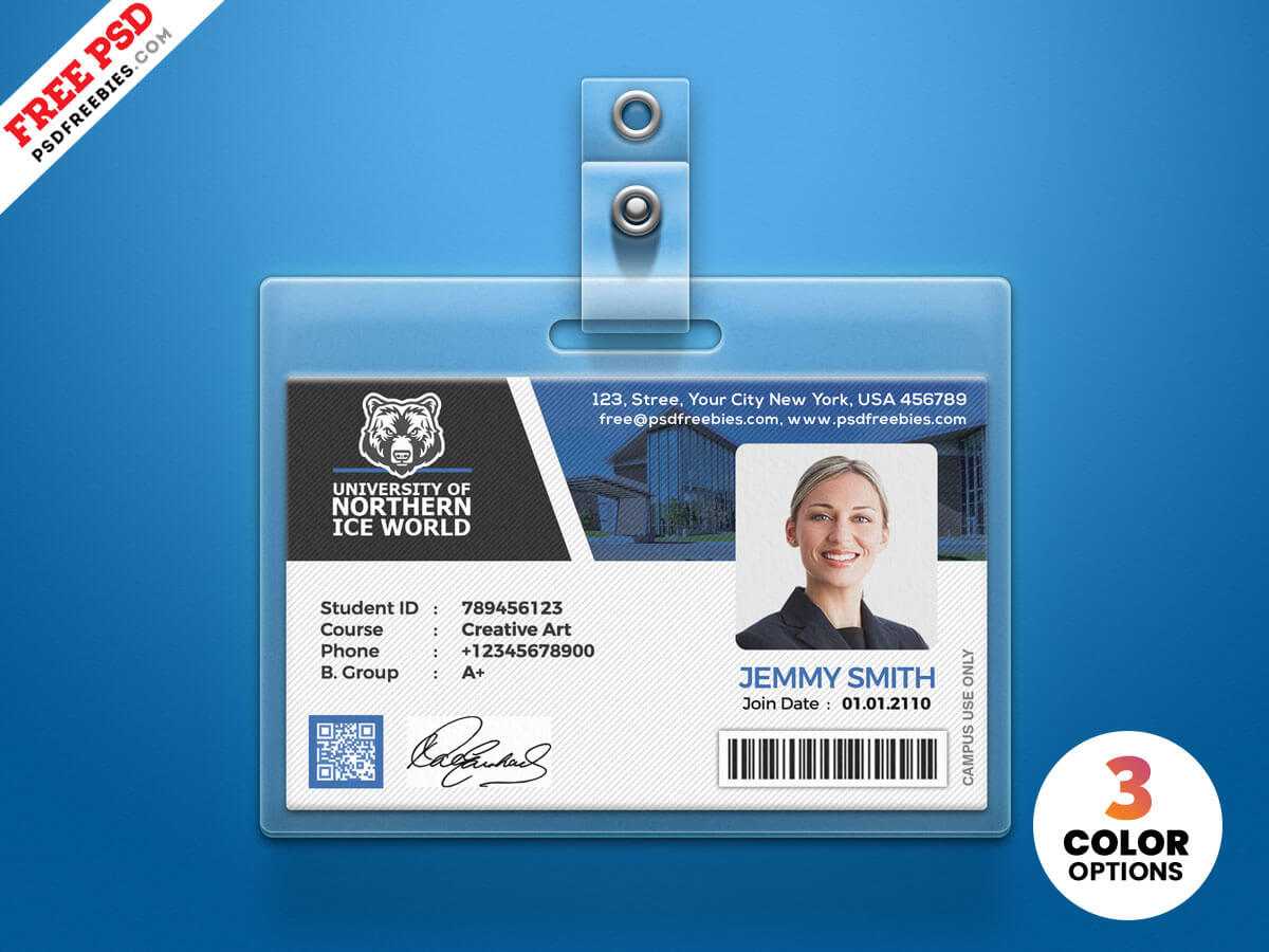 004 University Student Identity Card Psd Id Design Template Regarding Id Card Design Template Psd Free Download