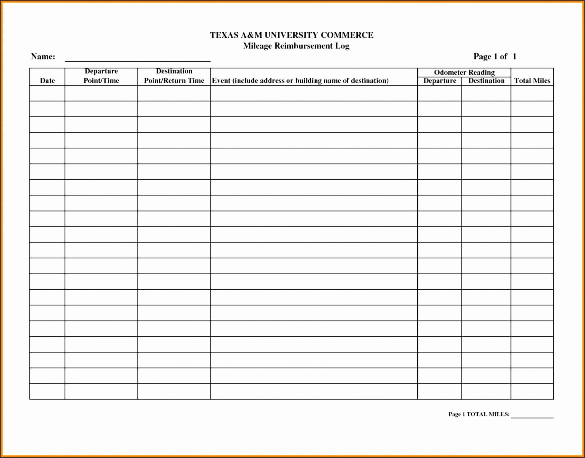 005 Free Printable Mileage Log Template Ideas Spreadsheet Intended For Mileage Report Template