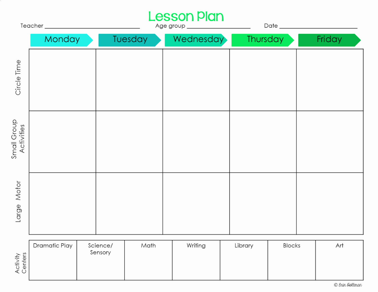 Preschool Monthly Lesson Plan Template Free