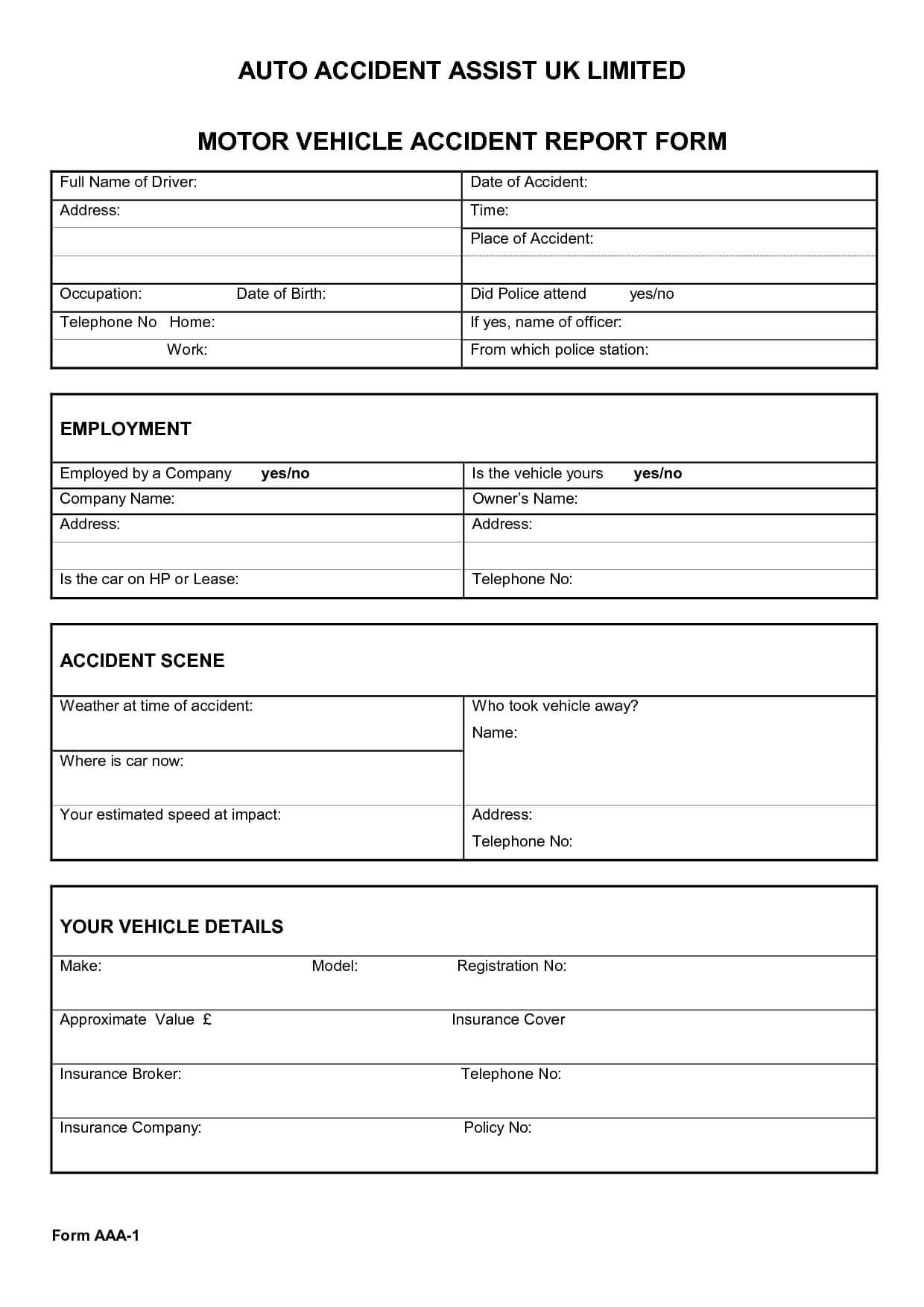005 Vehicle Accident Report Form Template 290061 Ideas In Motor Vehicle Accident Report Form Template