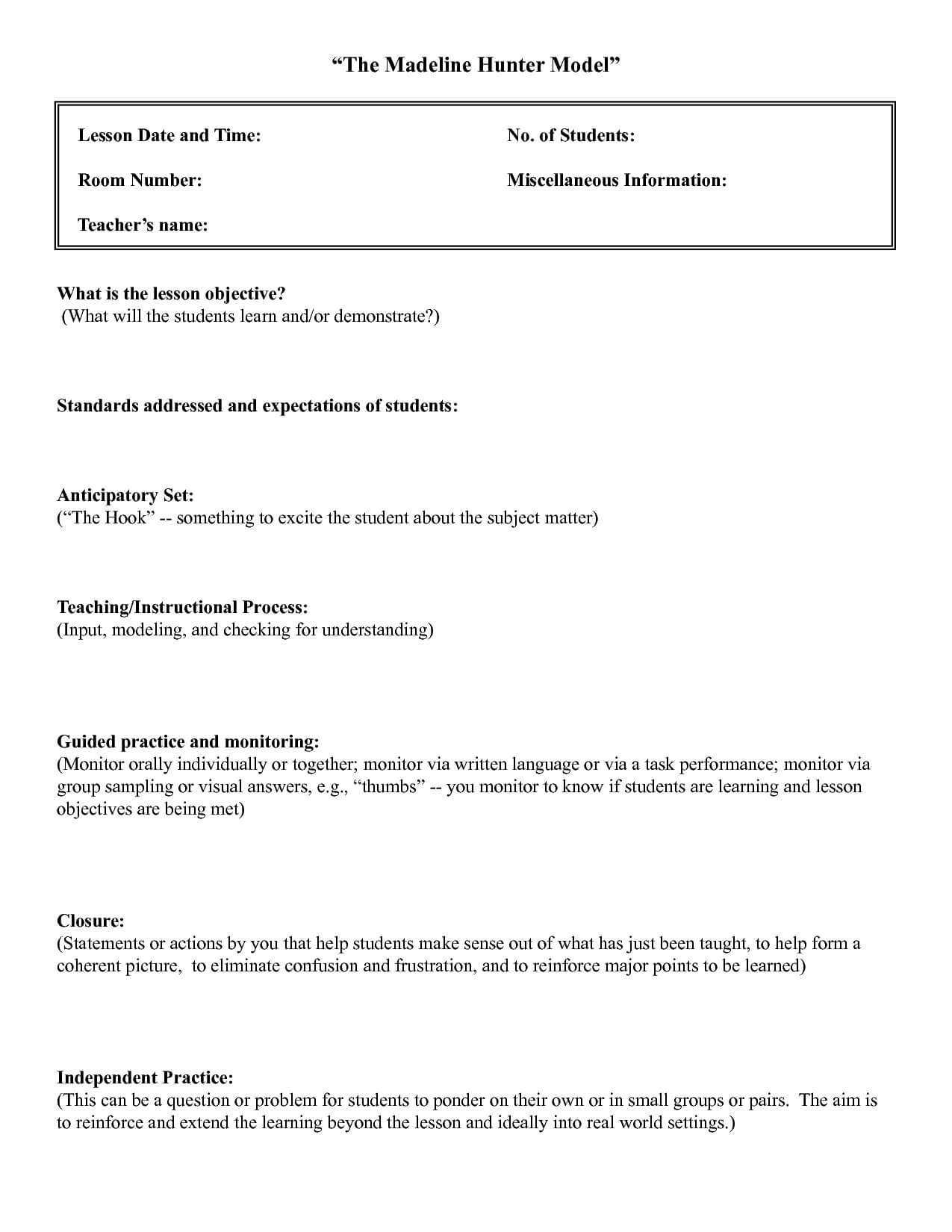 006 Template Ideas Madelineer Lesson Plan Best Business Throughout Madeline Hunter Lesson Plan Template Word