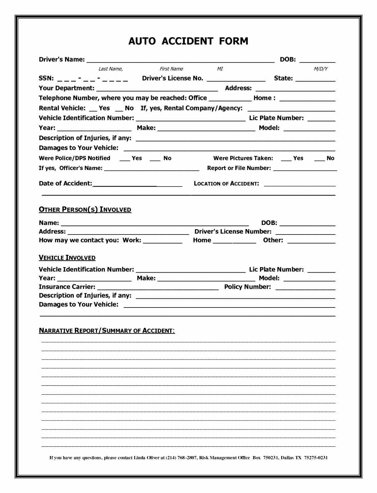 007 Accident Report Forms Template Auto Form California With Regard To Motor Vehicle Accident Report Form Template