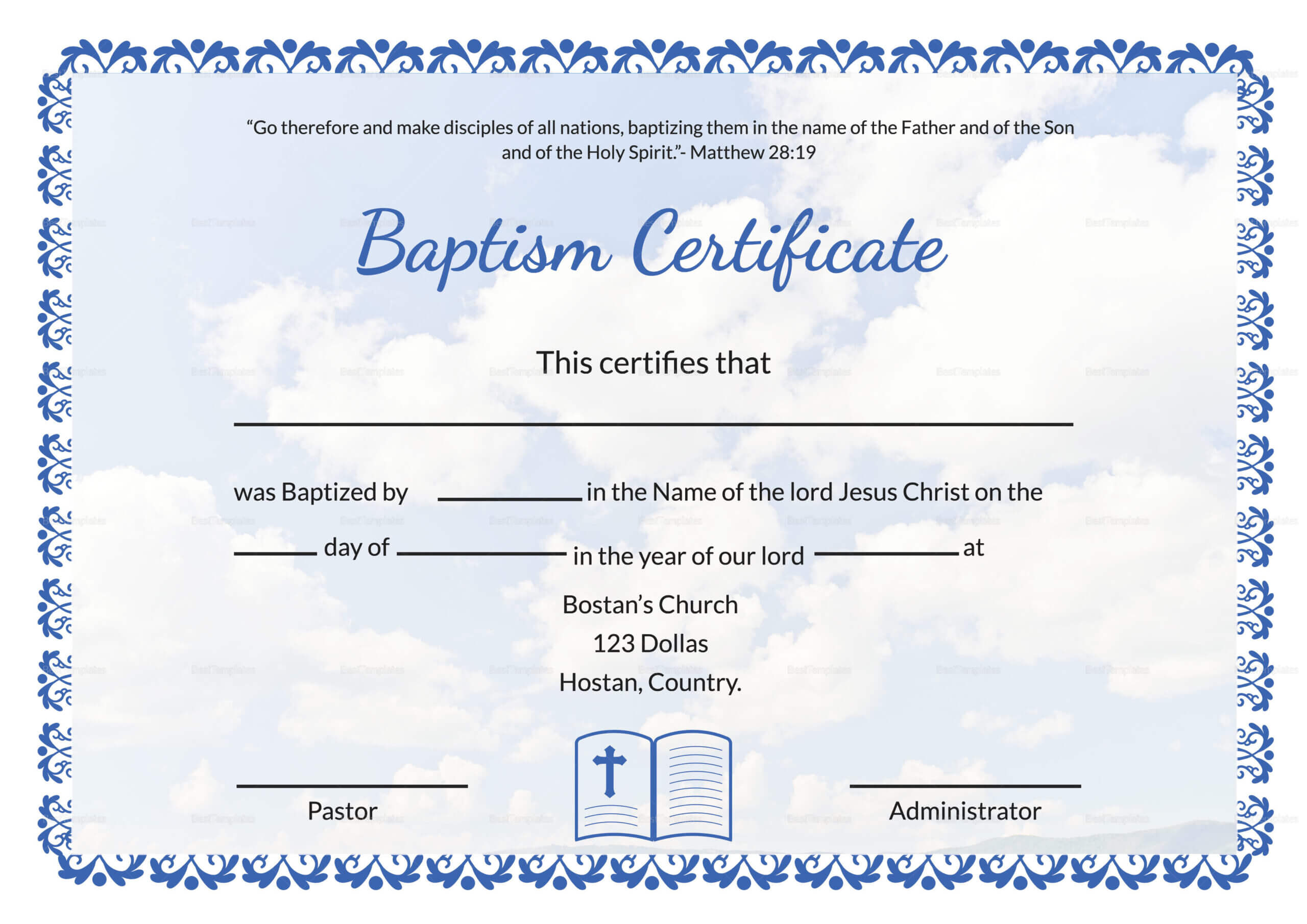 007 Certificate Of Baptism Template Ideas Unique Broadman Inside Christian Certificate Template