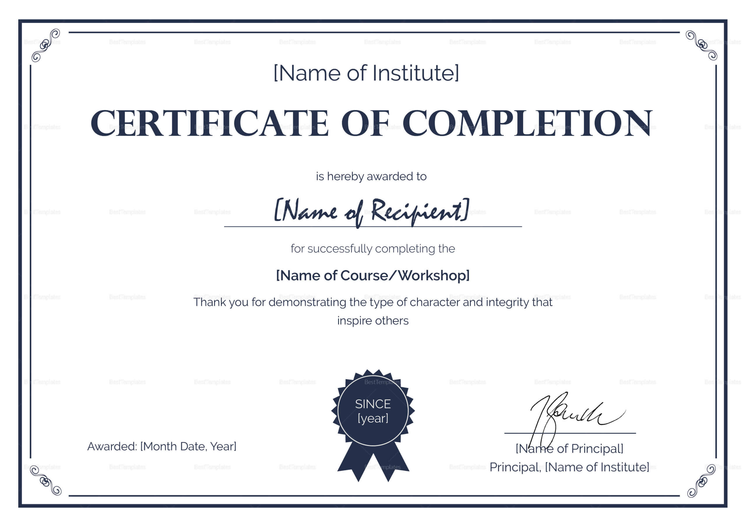 007 Certificate Of Completion Template Ideas Fantastic With Regard To Certification Of Completion Template