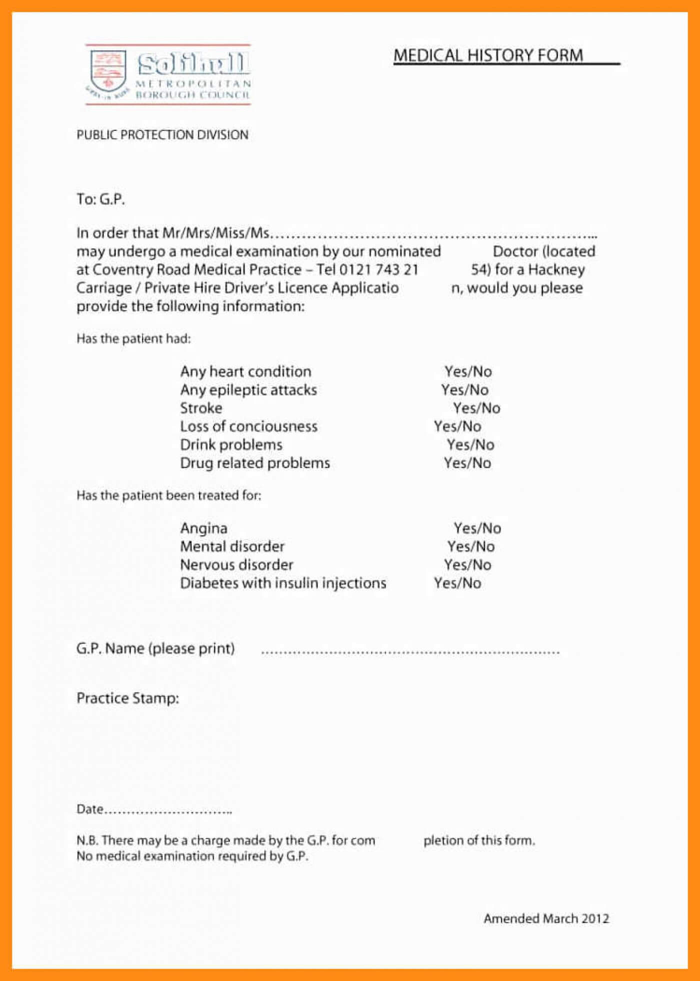 007 Patient Medical History Form Template Fantastic Ideas With History And Physical Template Word