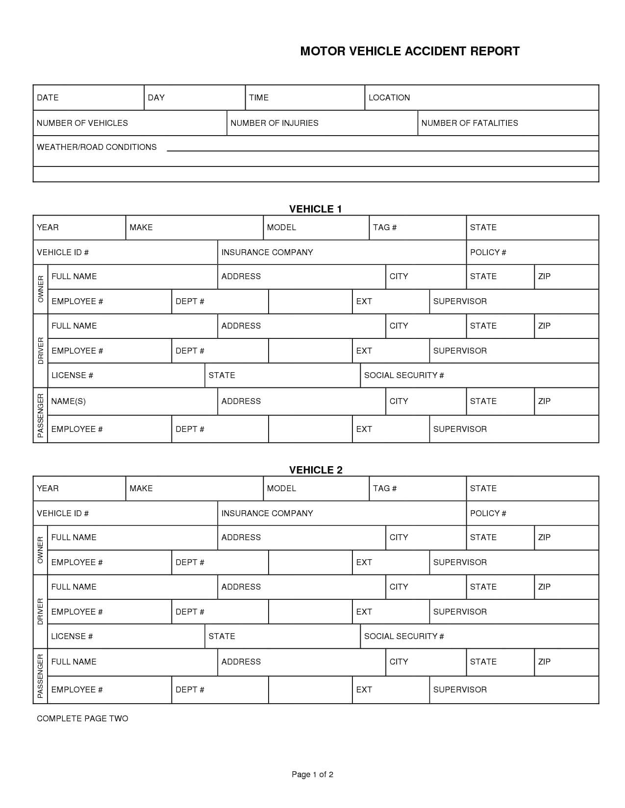 008 Car Accident Report Form Template 290132 Vehicle For Motor Vehicle Accident Report Form Template