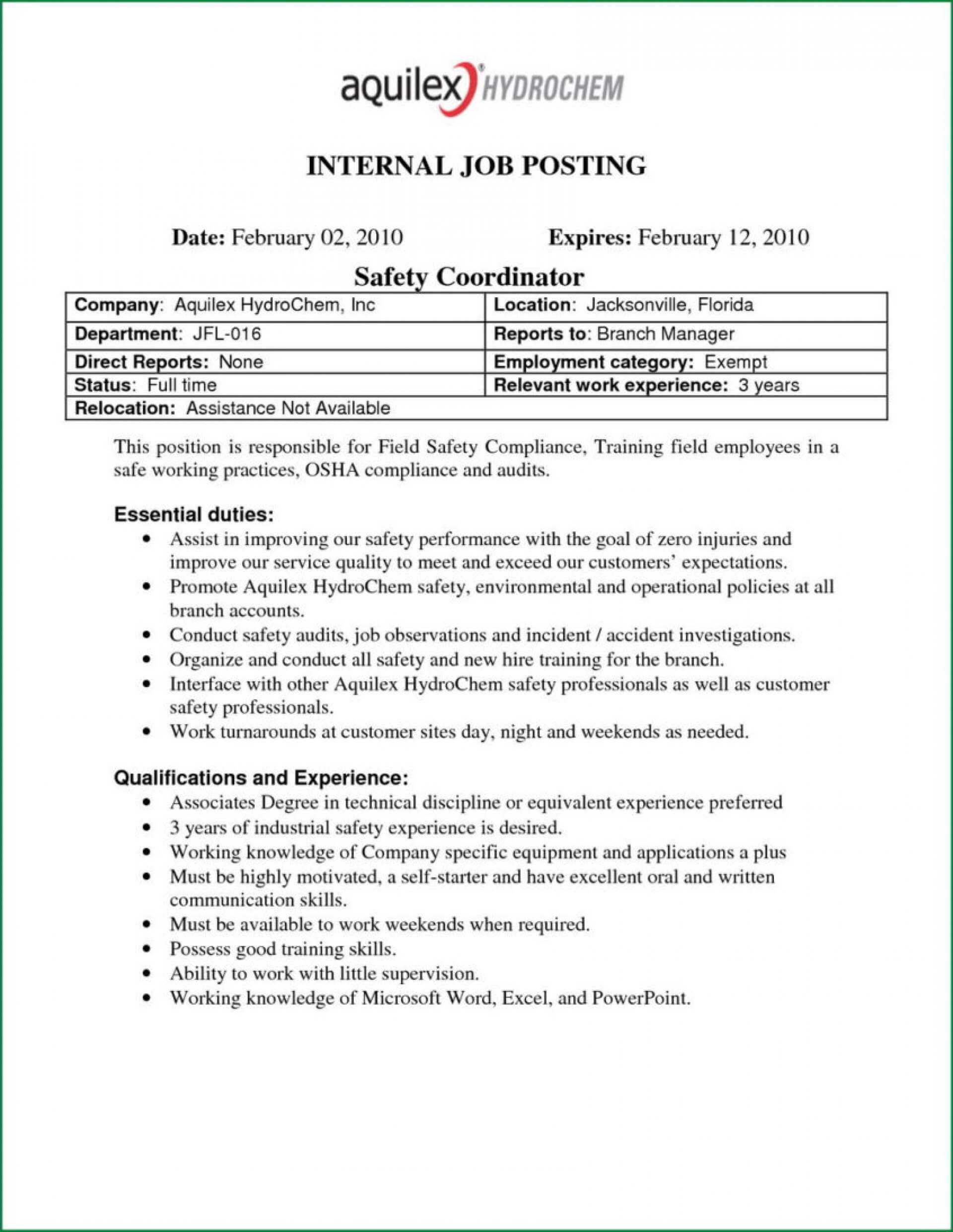 008 Template Ideas Cover Letter Example Internal Job Posting Inside Internal Job Posting Template Word