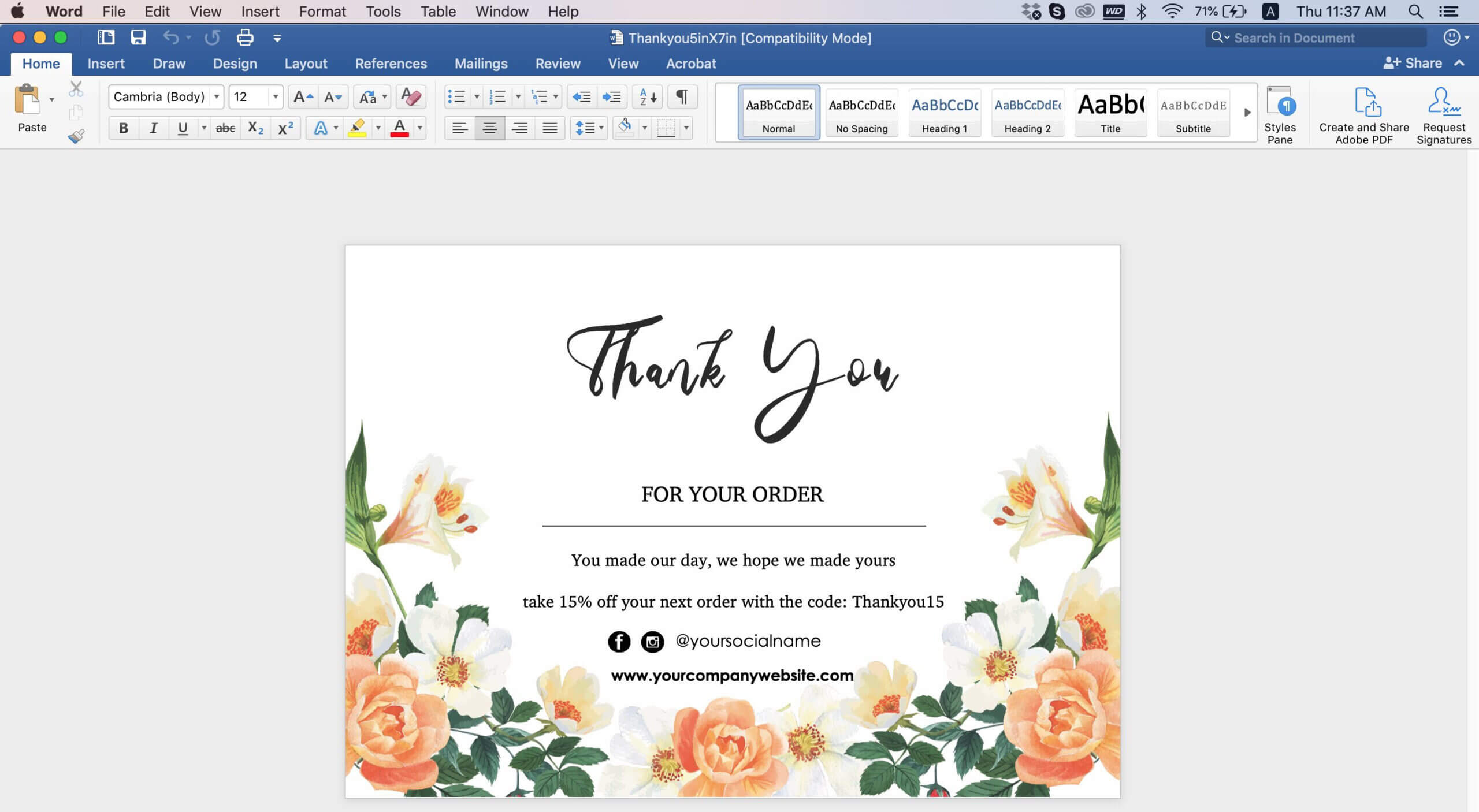009 Editable Thank You Post Card Template Word Top Ideas In Thank You Card Template Word