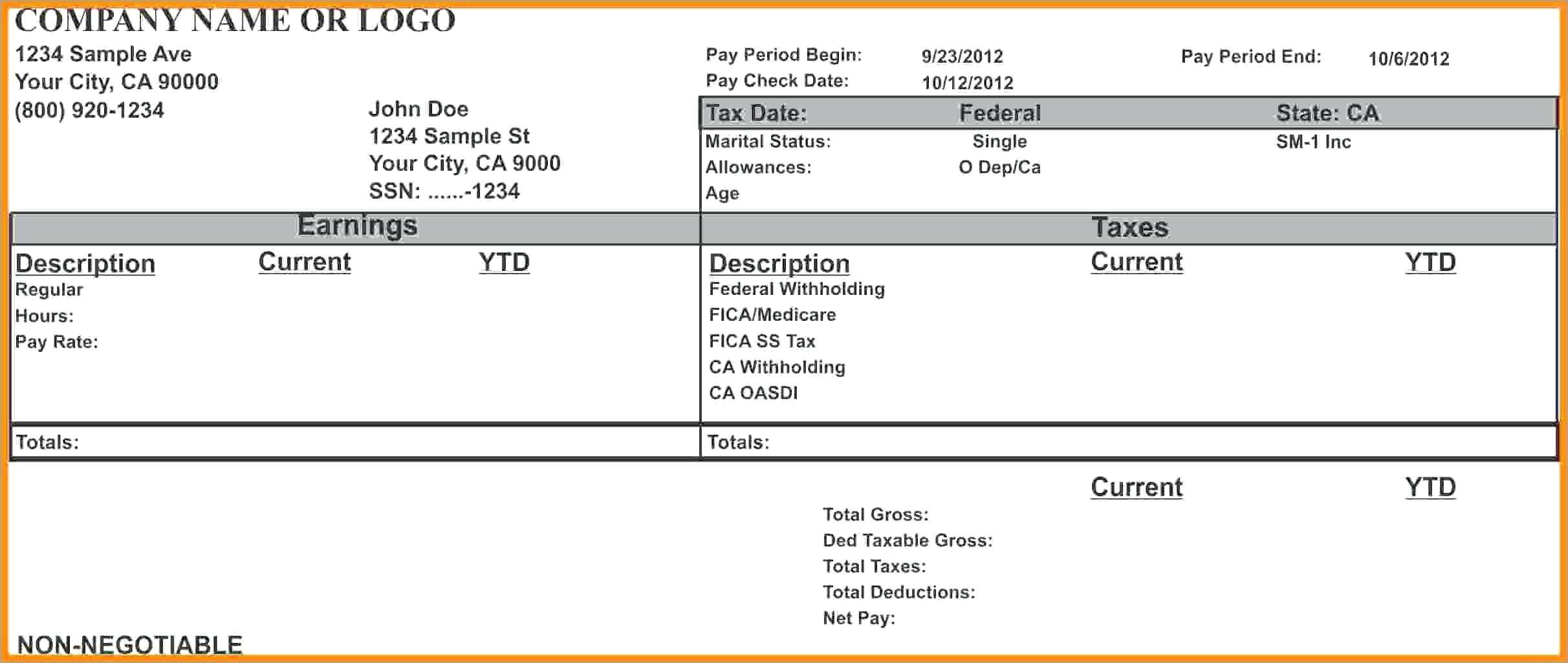 009 Free Pay Stub Template Download Astonishing Word Of In Free Pay Stub Template Word
