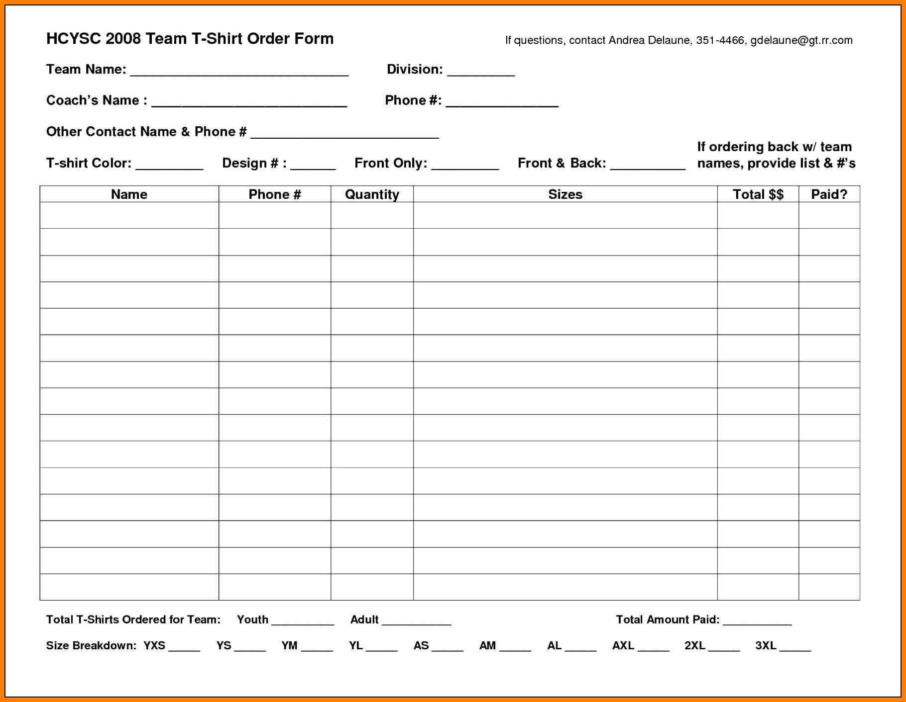 010 Excel Order Form Koman Mouldings Co Blank T Shirt Sample Within Blank T Shirt Order Form Template