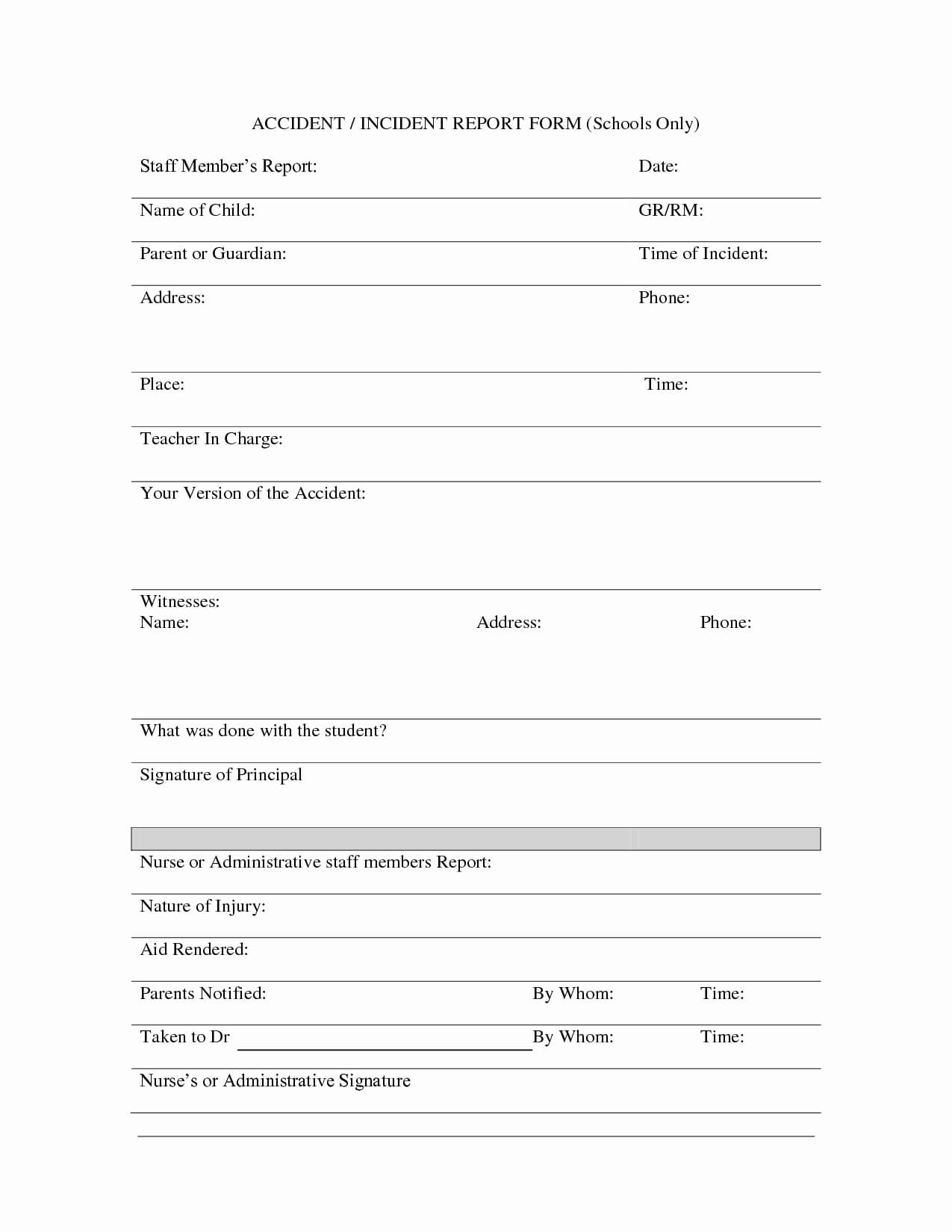 010 Incident Report Form Template Word 20Incident After In School Incident Report Template
