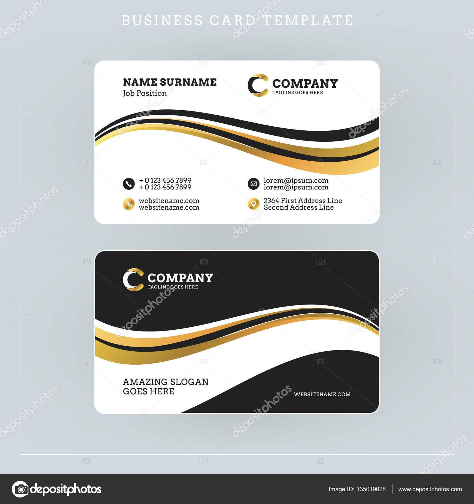 012 Depositphotos 135019028 Stock Illustration Double Sided With 2 Sided Business Card Template Word