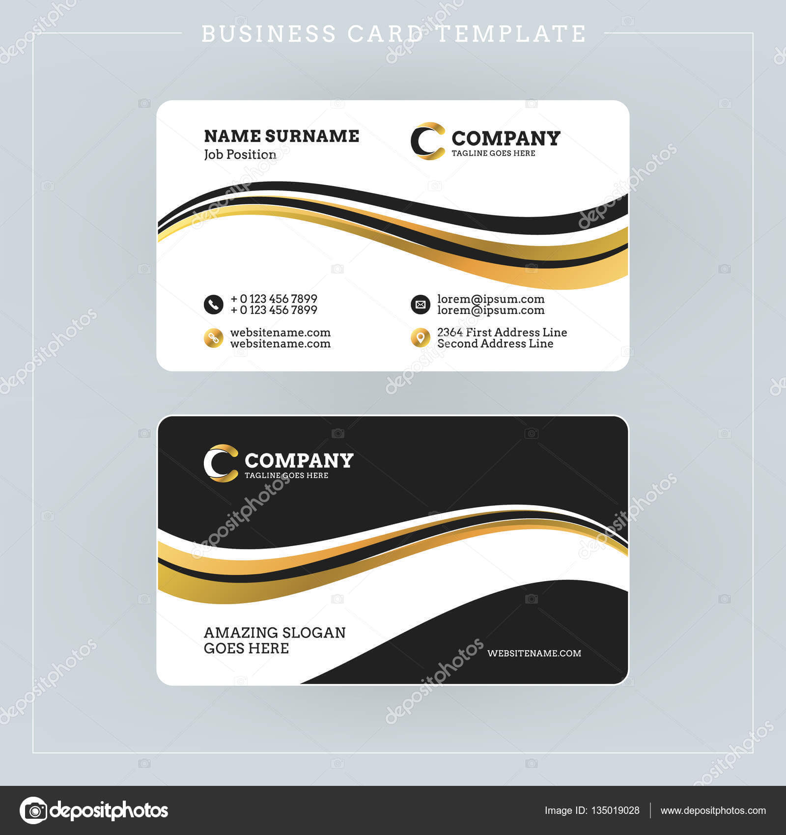 012 Depositphotos 135019028 Stock Illustration Double Sided With Double Sided Business Card Template Illustrator