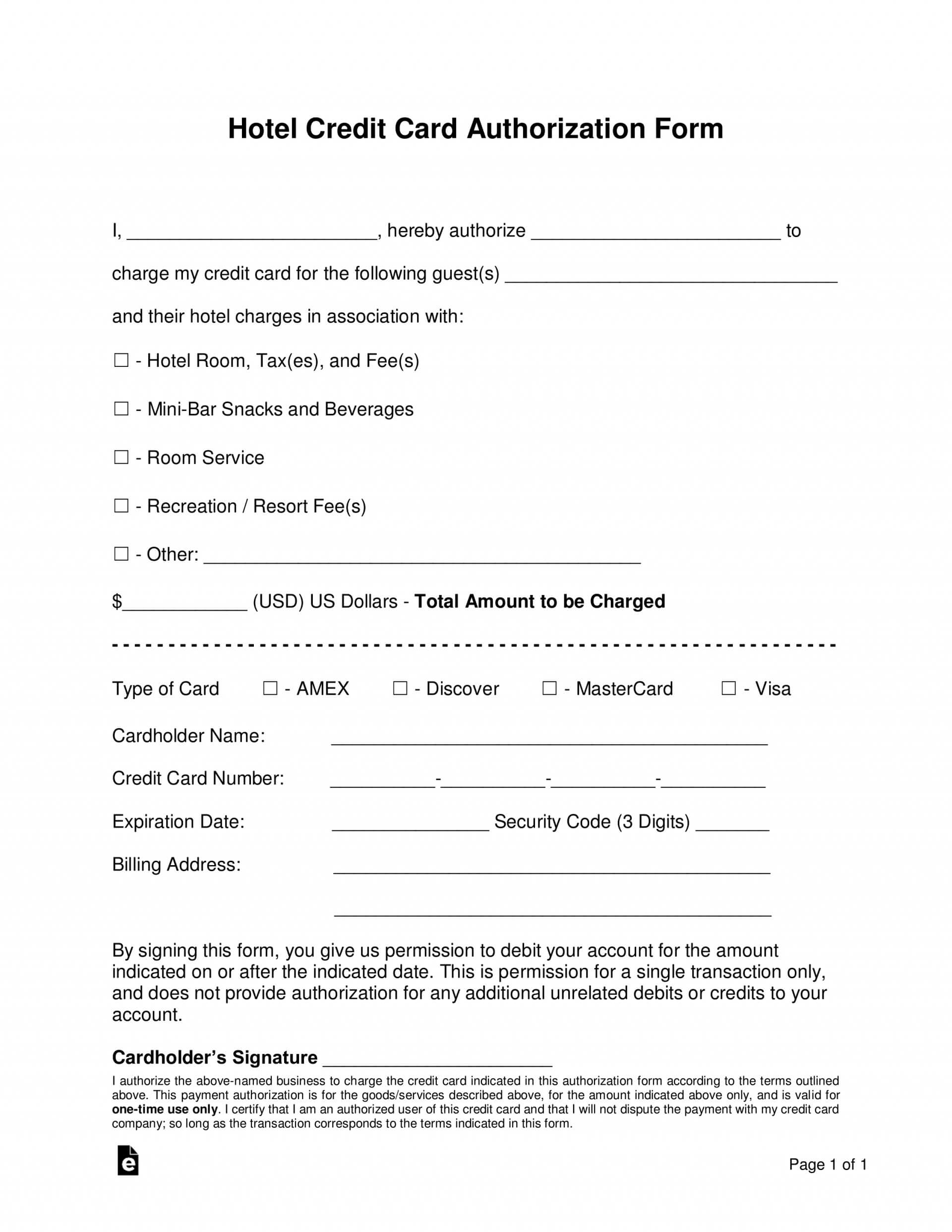 013 Credit Card Authorization Form Template Doc Hotel For Hotel Credit Card Authorization Form Template