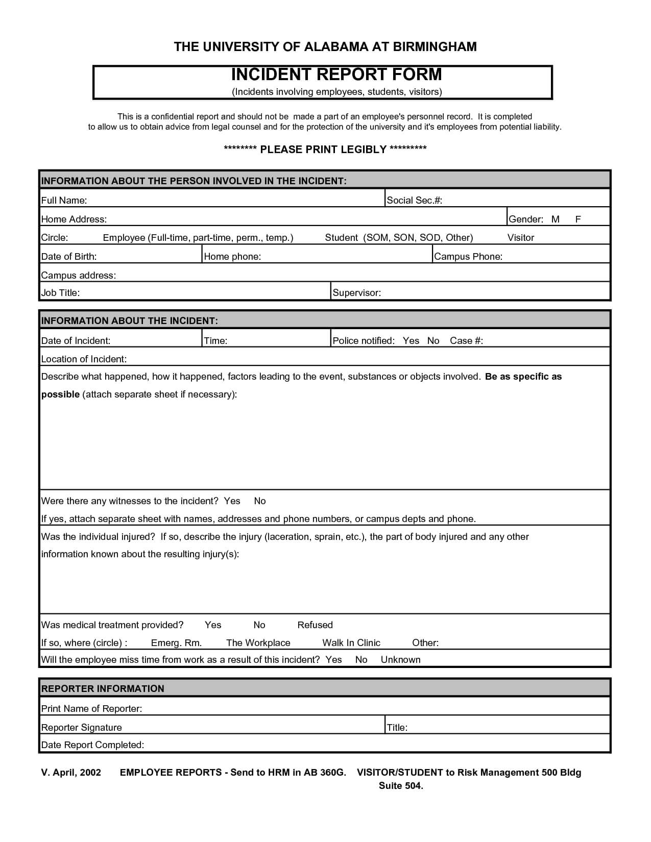 014 Accident Report Form Templates Sample Incident Template Regarding School Incident Report Template
