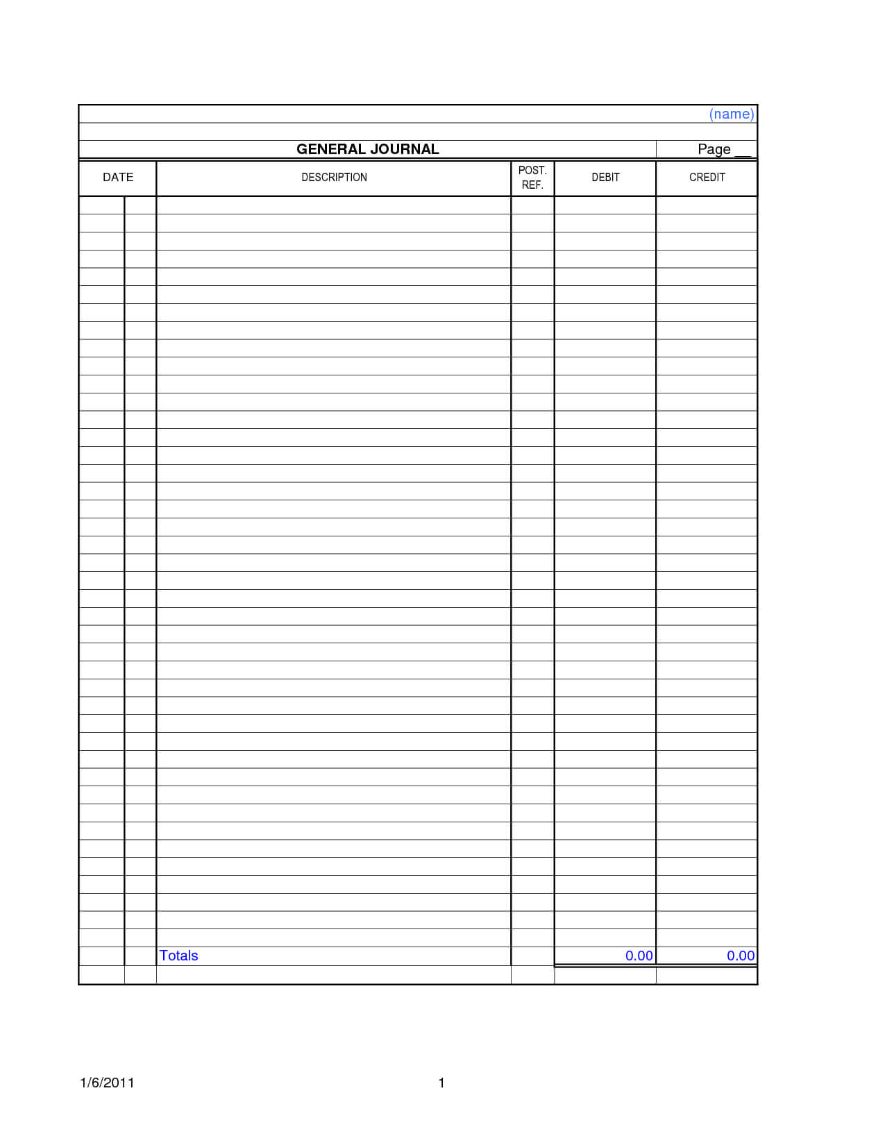 Blank Ledger Template