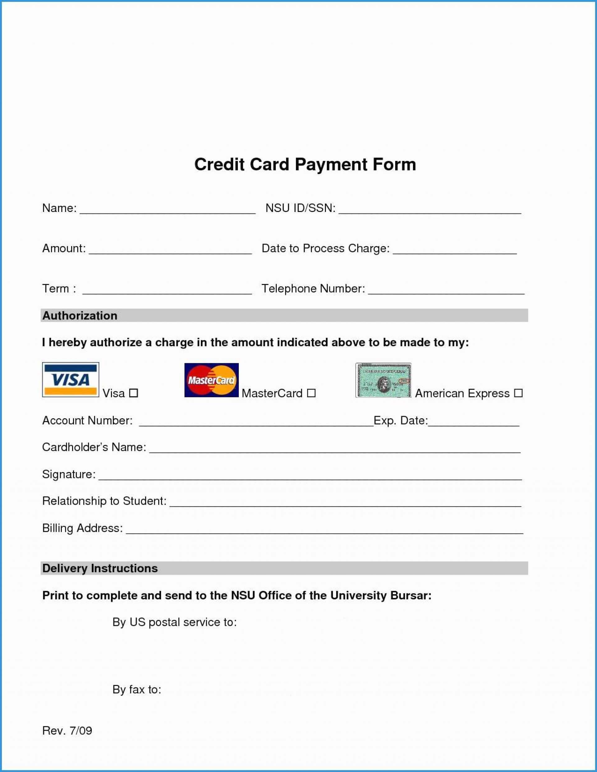 014 Credit Card Authorization Form Template Microsoft Word Pertaining To Order Form With Credit Card Template