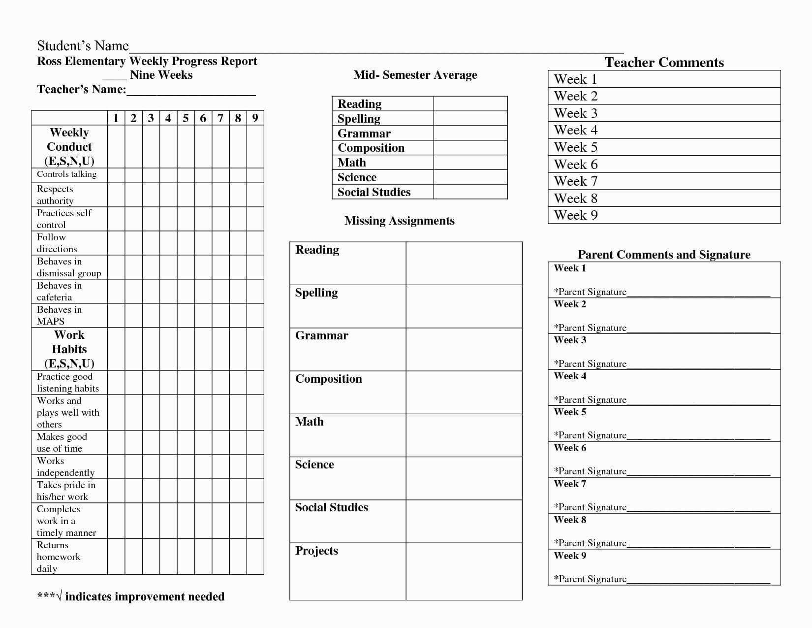 014 Free Printable Homeschool Report Card Template Best For Homeschool Report Card Template Middle School