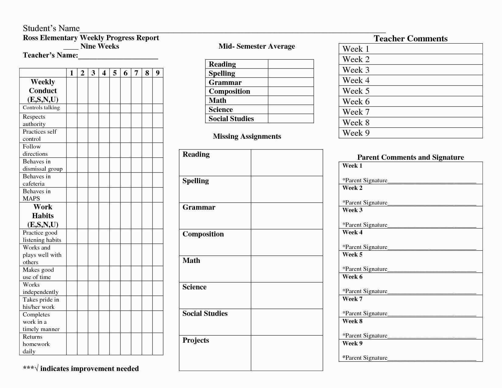 014 Free Printable Homeschool Report Card Template Best With Homeschool Report Card Template