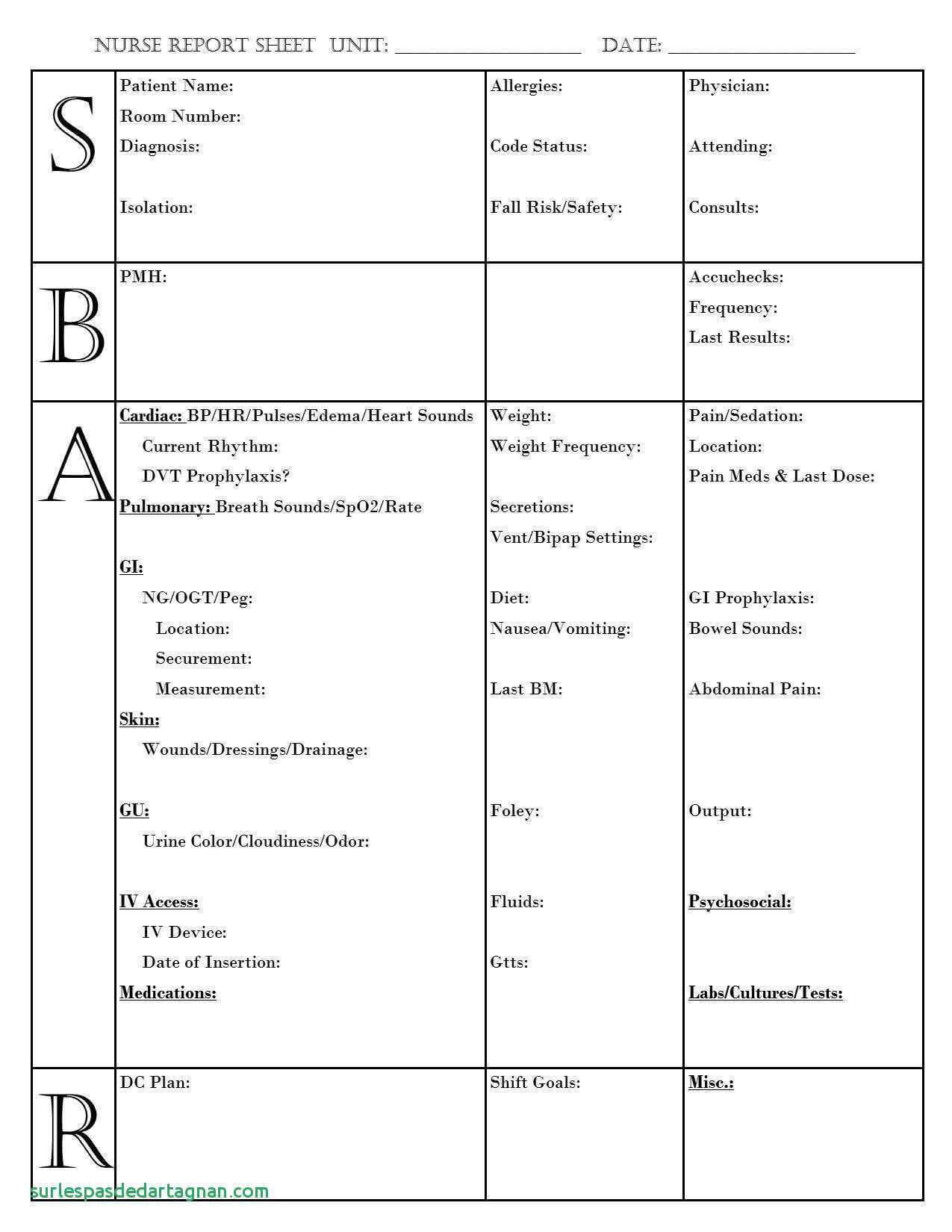 014 Nursing Shift Report Template Unforgettable Ideas Sheet Intended For Med Surg Report Sheet Templates