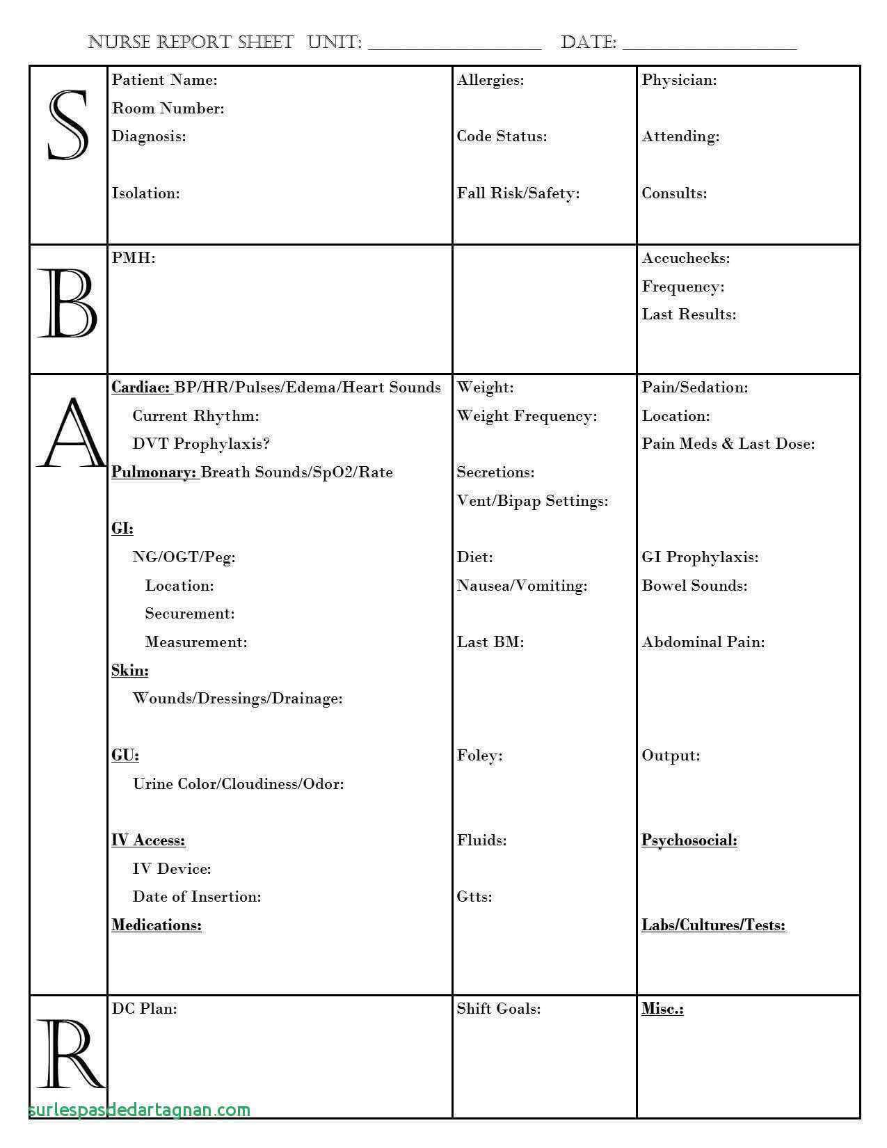 014 Nursing Shift Report Template Unforgettable Ideas Sheet Intended For Med Surg Report Sheet Templates