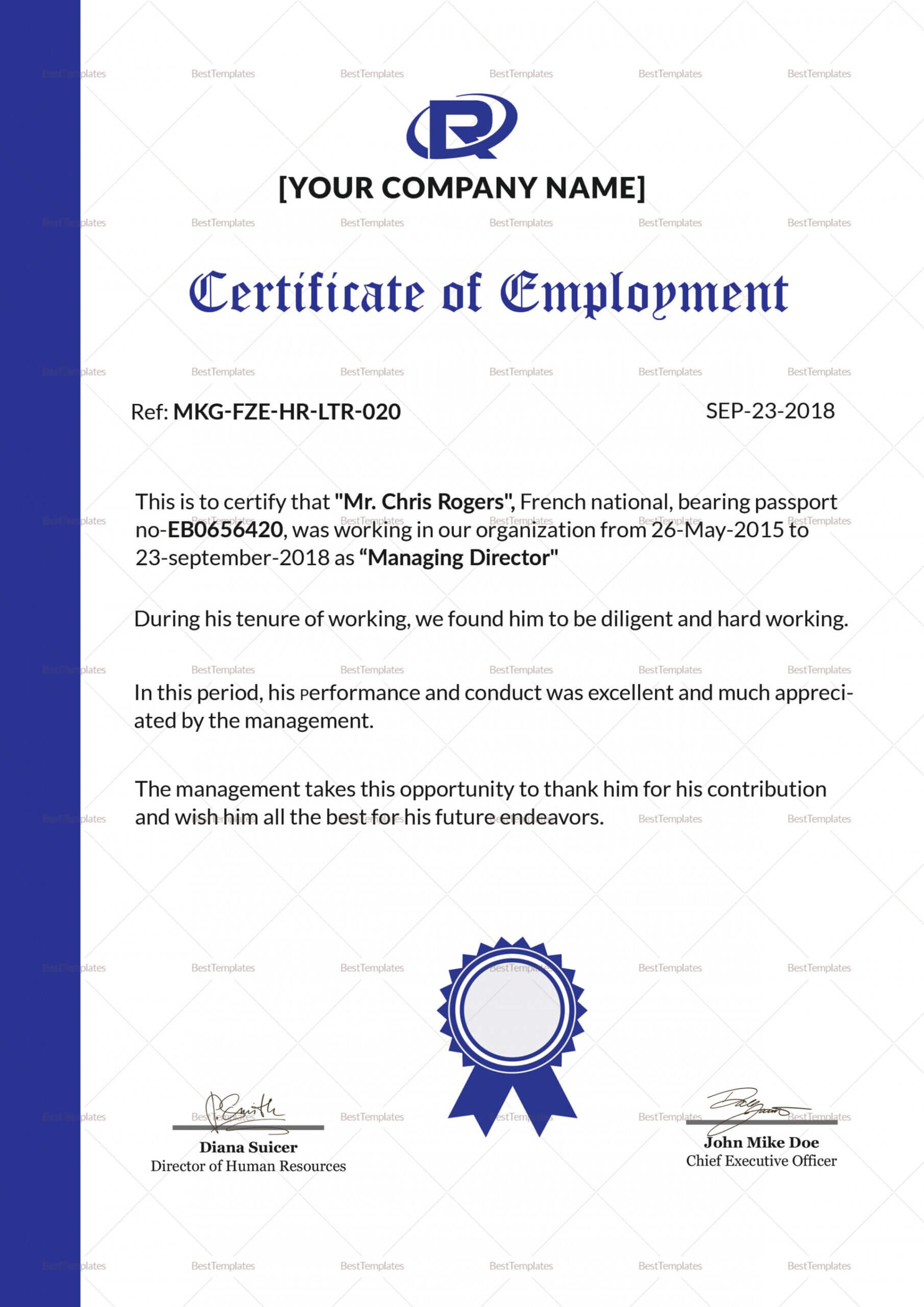 014 Sample Certificate Employment With Salary Indicated Best With Good Job Certificate Template