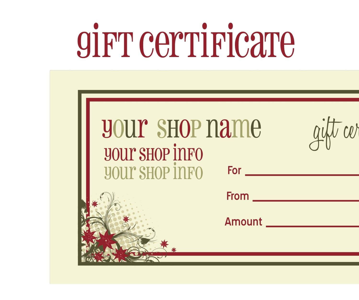 014 Template Ideas For Gift Unique Certificate Free Massage Pertaining To Homemade Christmas Gift Certificates Templates