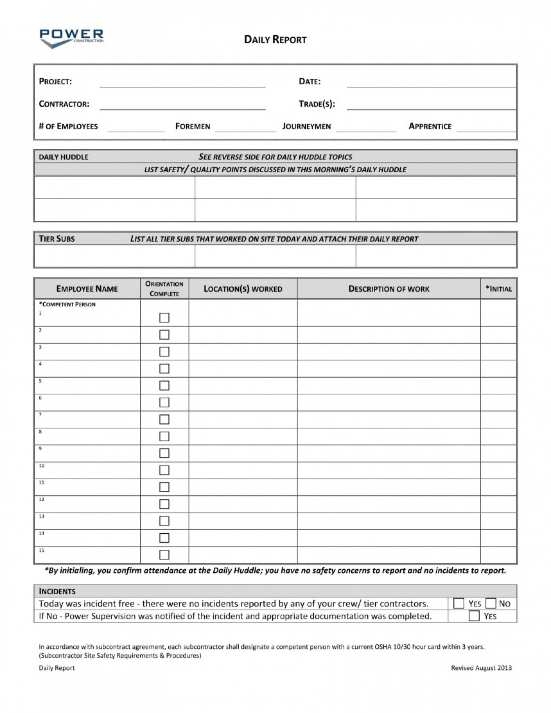 015 Construction Daily Report Forms Free Downloads Status For Daily Report Sheet Template
