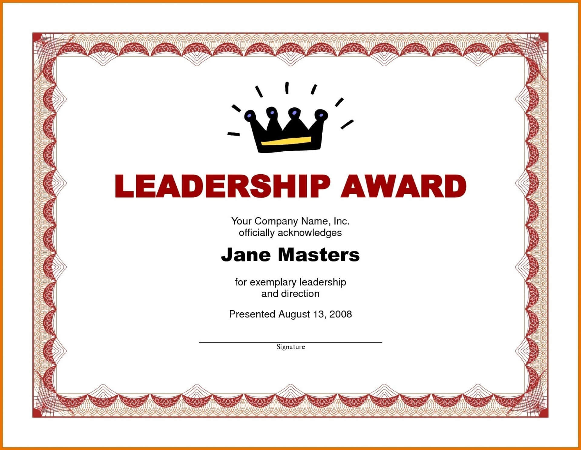 015 Template Ideas Award Certificate Word Doc Of Achievement Within Leadership Award Certificate Template