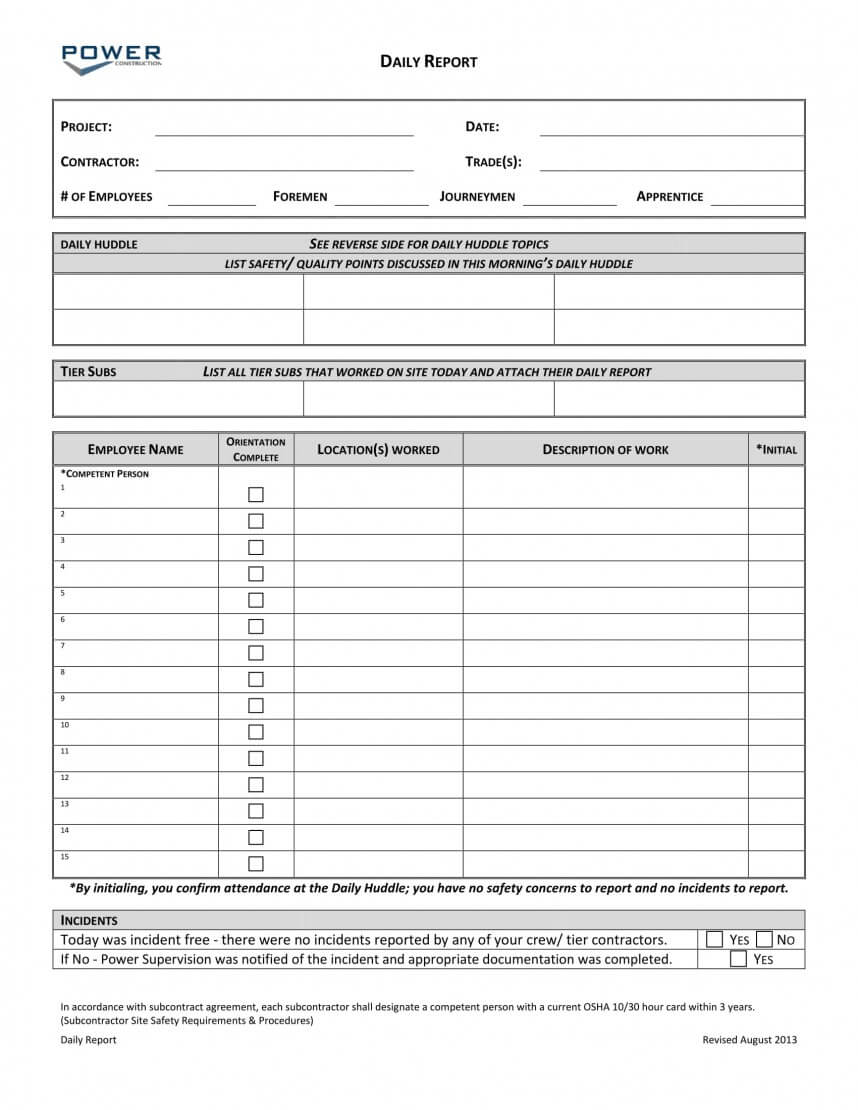 015 Template Ideas Construction Daily Log Report Form Intended For Free Construction Daily Report Template