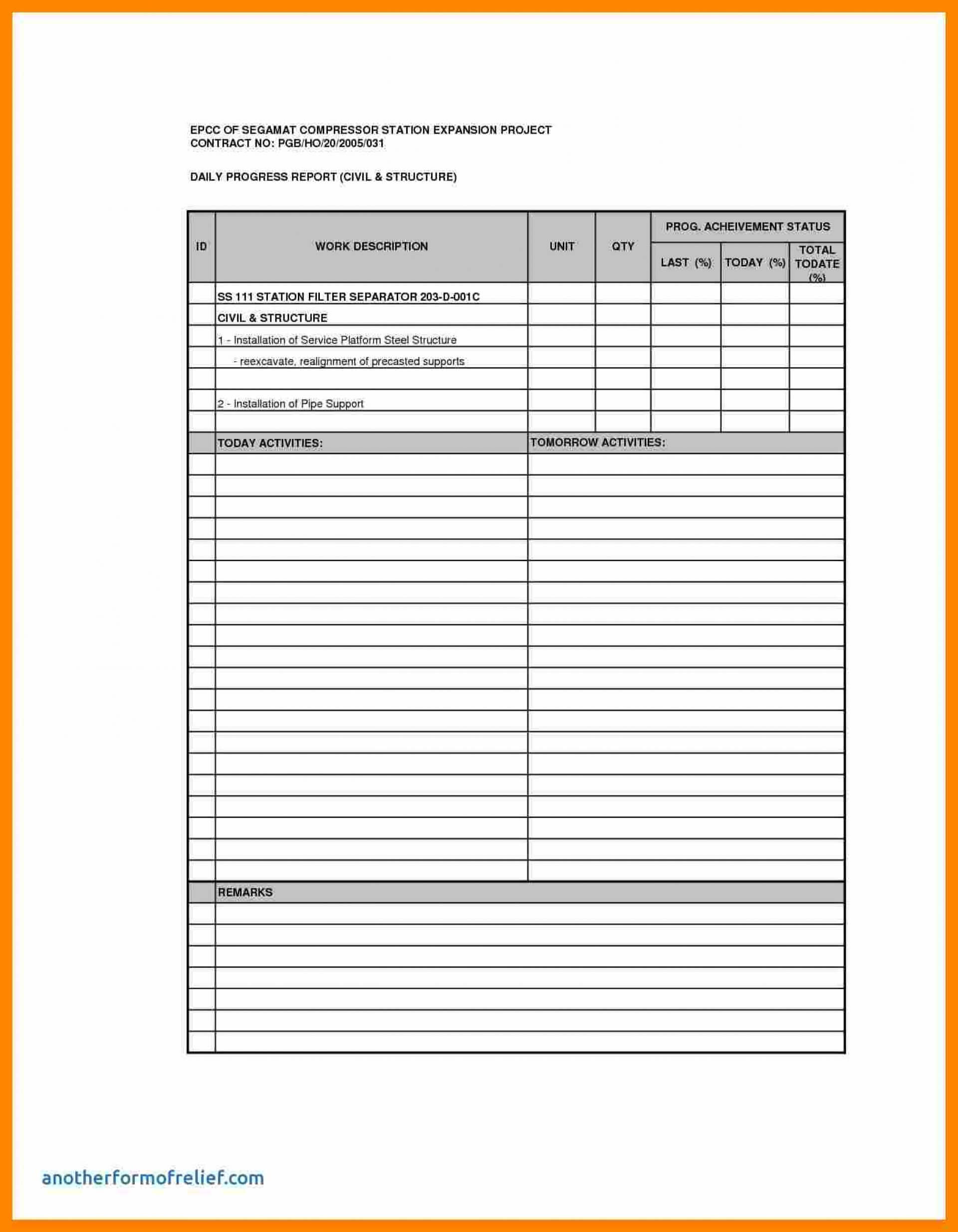 016 Construction Site Daily Report Format Template Ideas Regarding Best Report Format Template