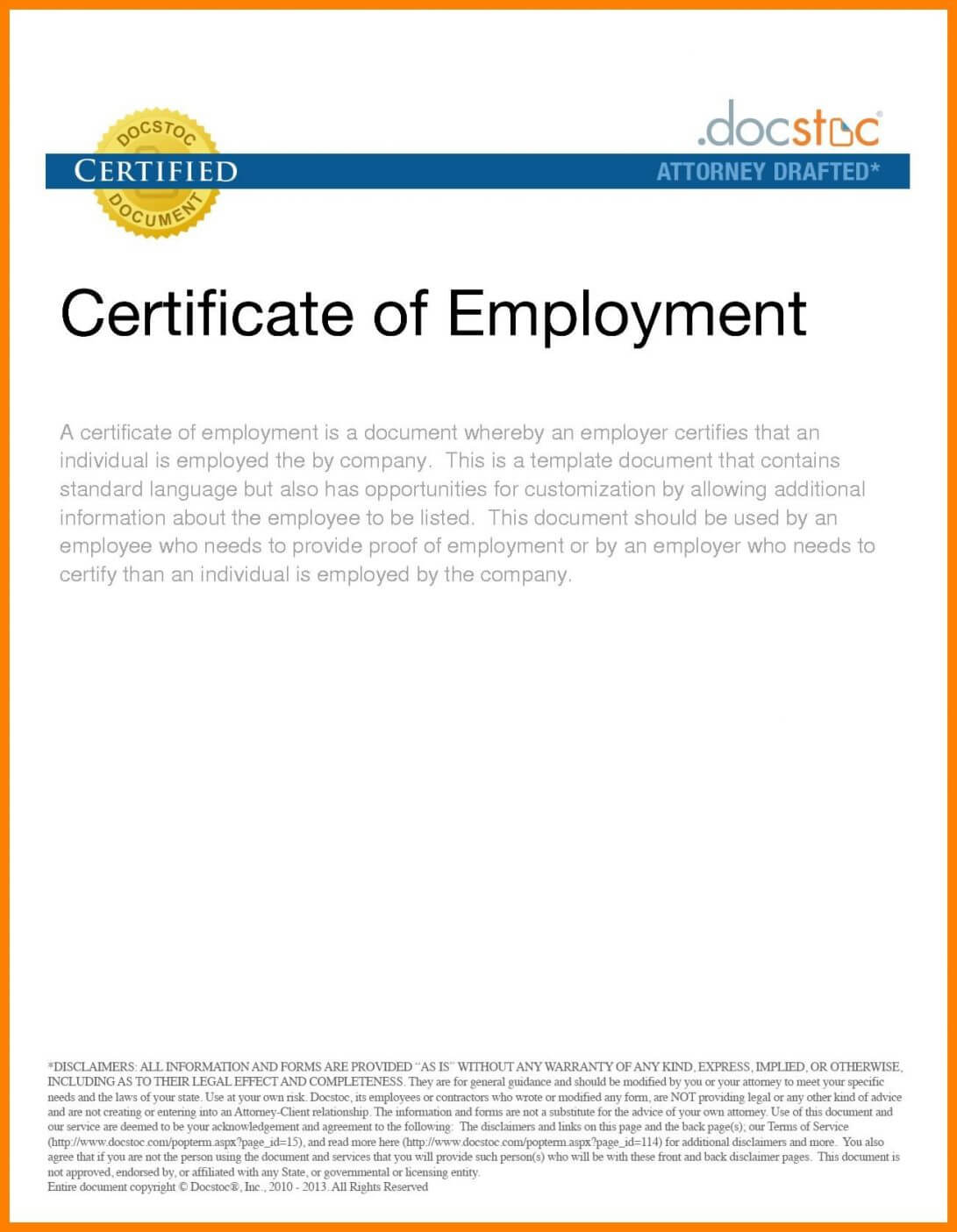 016 Sample Certificate Of Employment Certificates Stunning Pertaining To Sample Certificate Employment Template